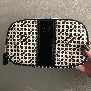 Black and white coach make up bag
